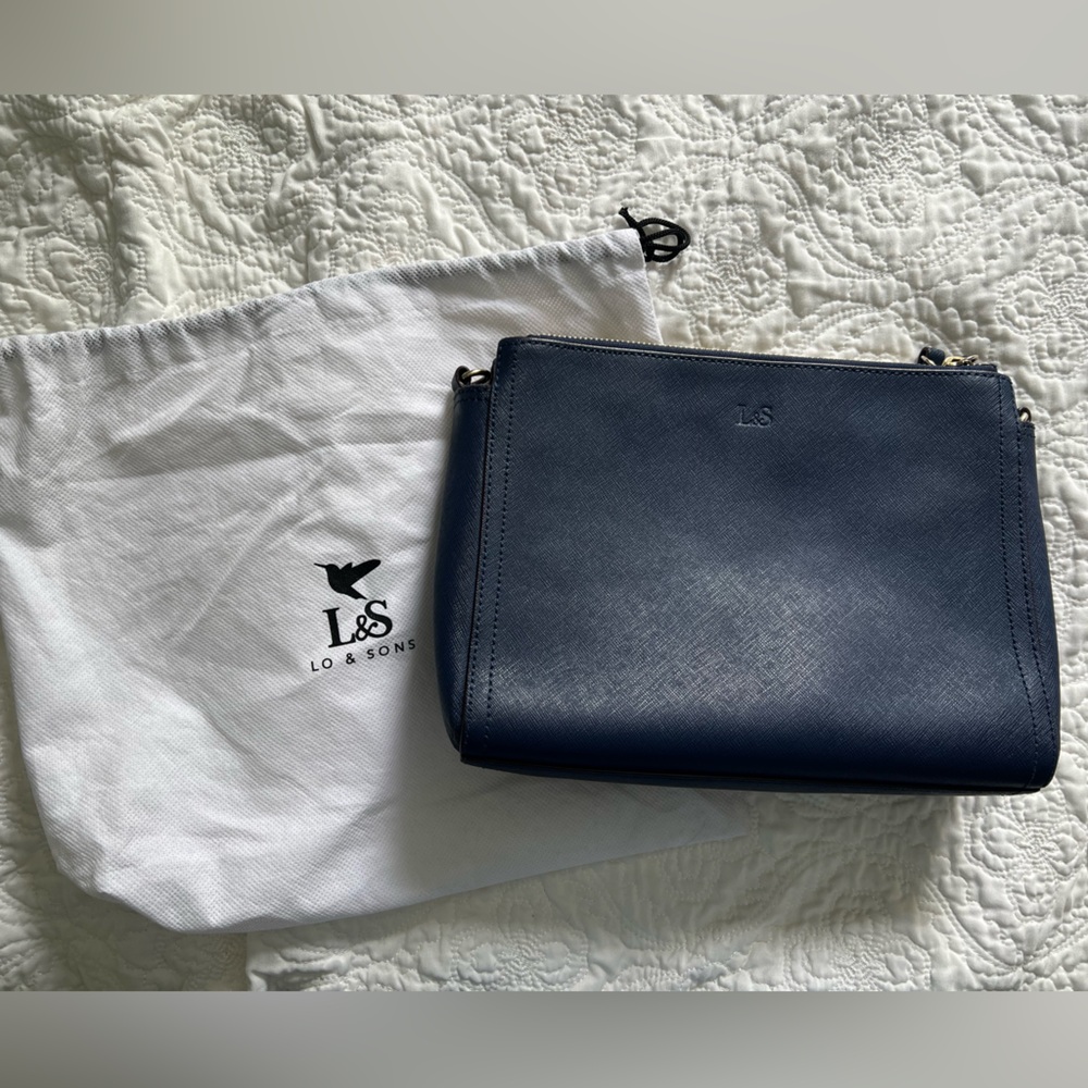 Blue Saffiano Leather Lo & Sons Pearl Bag
